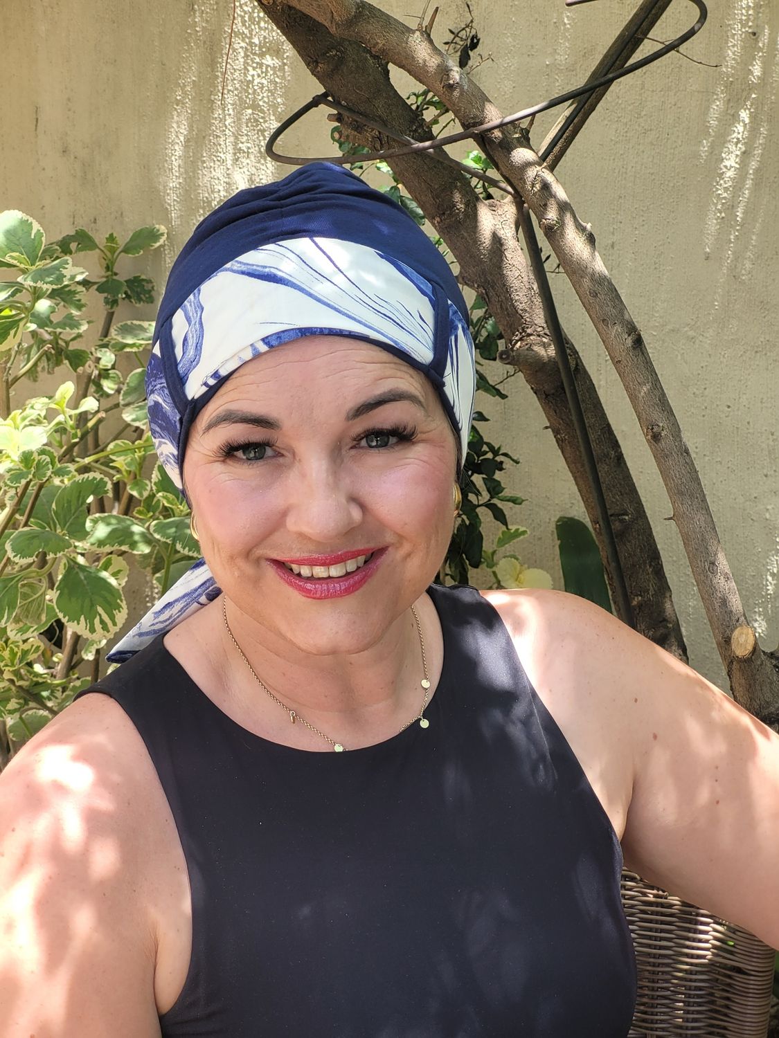 Carey Chemo Hat - Navy with Navy Ribbon