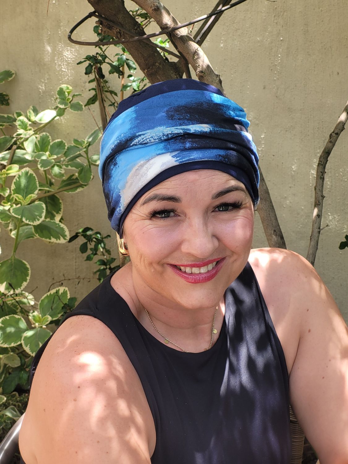 Navy hat 3 in 1 with shades of blues headband