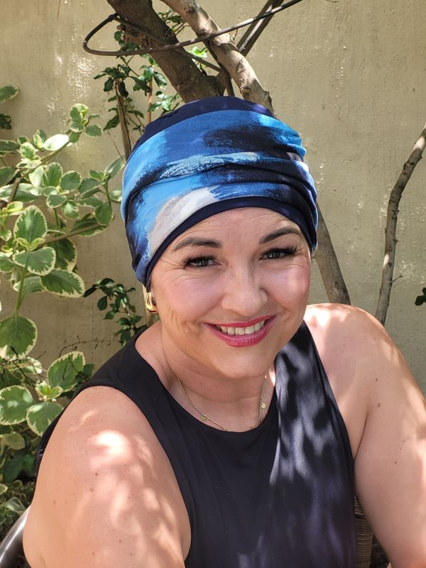 Navy hat 3 in 1 with shades of blues headband
