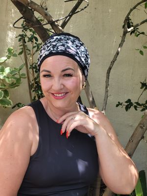 Black Hat with floral headband