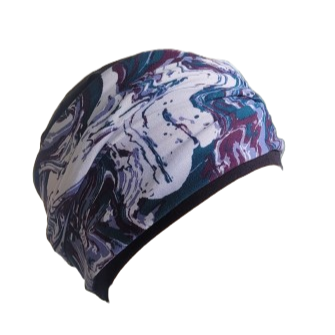 Black hat with Teal Marble head band