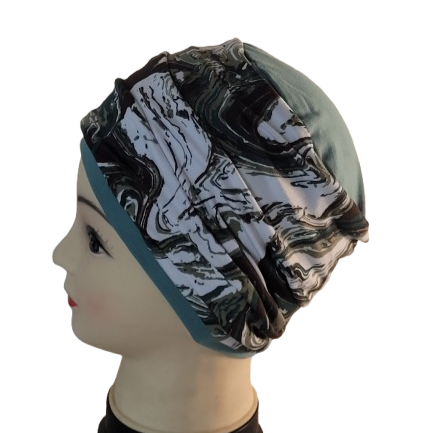 3 in1 Sage hat with brown and sage headband
