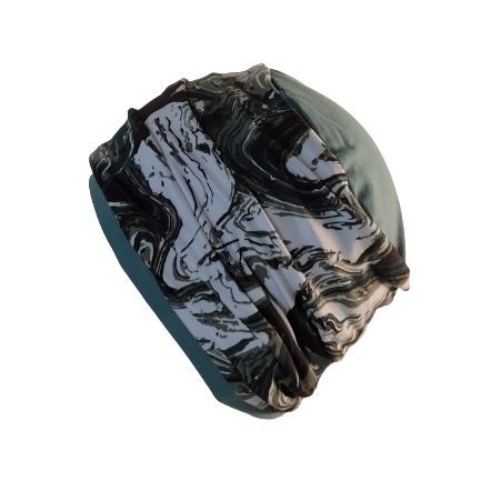 3 in1 Sage hat with brown and sage headband
