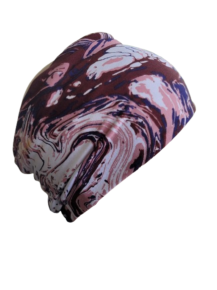 Black hat with Burgendy Marble Headband