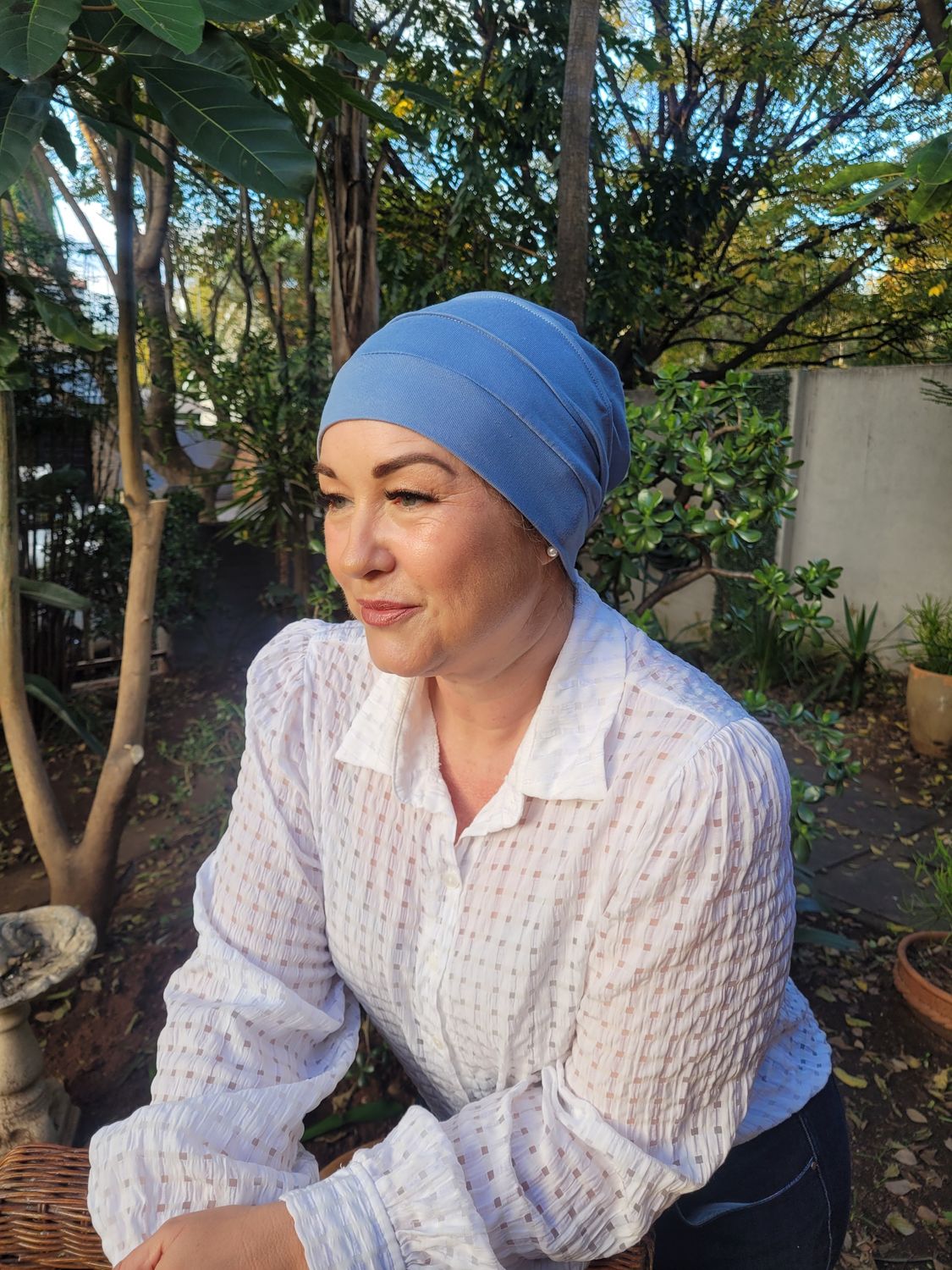 3 Tier Chemo Hat -  Denim Blue