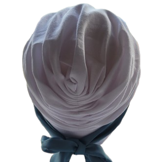 Carey chemo Hat - Black with Duck egg Green Ribbon