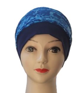 Navy Hat with Blue patterned headband