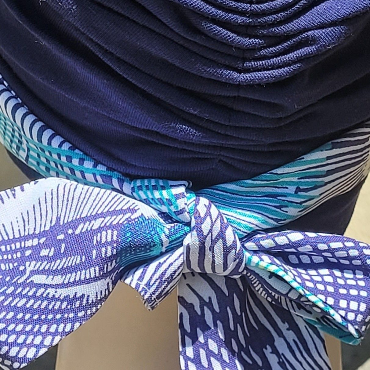 Carey Chemo Hat  - Navy with removable Navy printed Ribbon