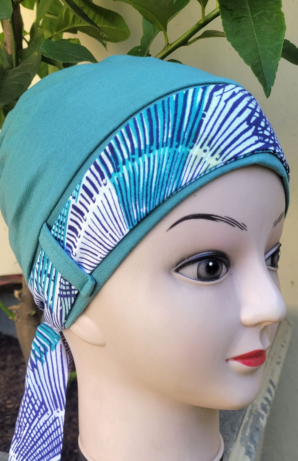 Carey chemo Hat - Sage hat with matching Ribbon