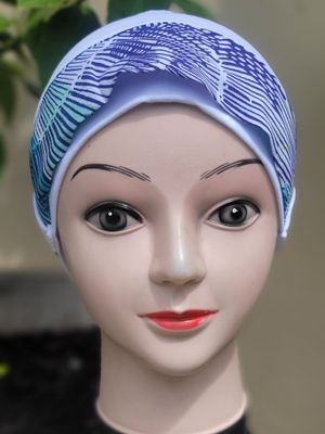 Cary chemo hat - White with Blue Removable Ribbon