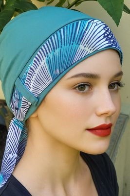 Carey chemo Hat - Sage hat with matching Ribbon