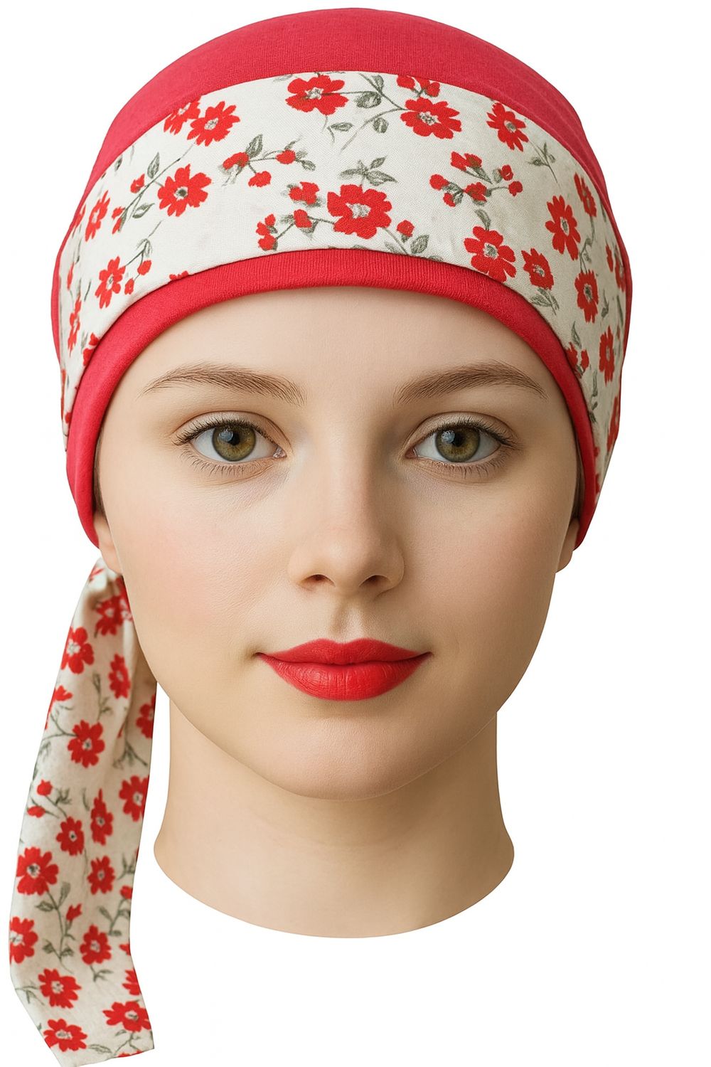 Carey Chemo Hat - Red Chemo Hat with removable Ribbons