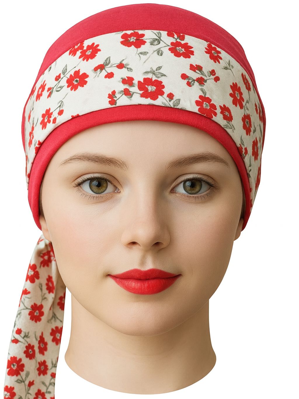 Carey Chemo Hat - Red Chemo Hat with removable Ribbons