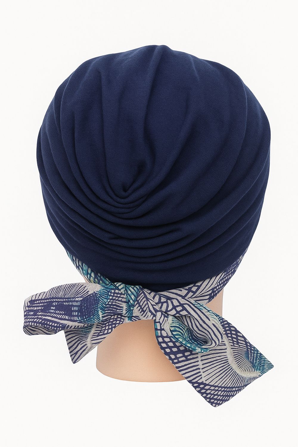 Carey Chemo Hat  - Navy with removable Navy printed Ribbon