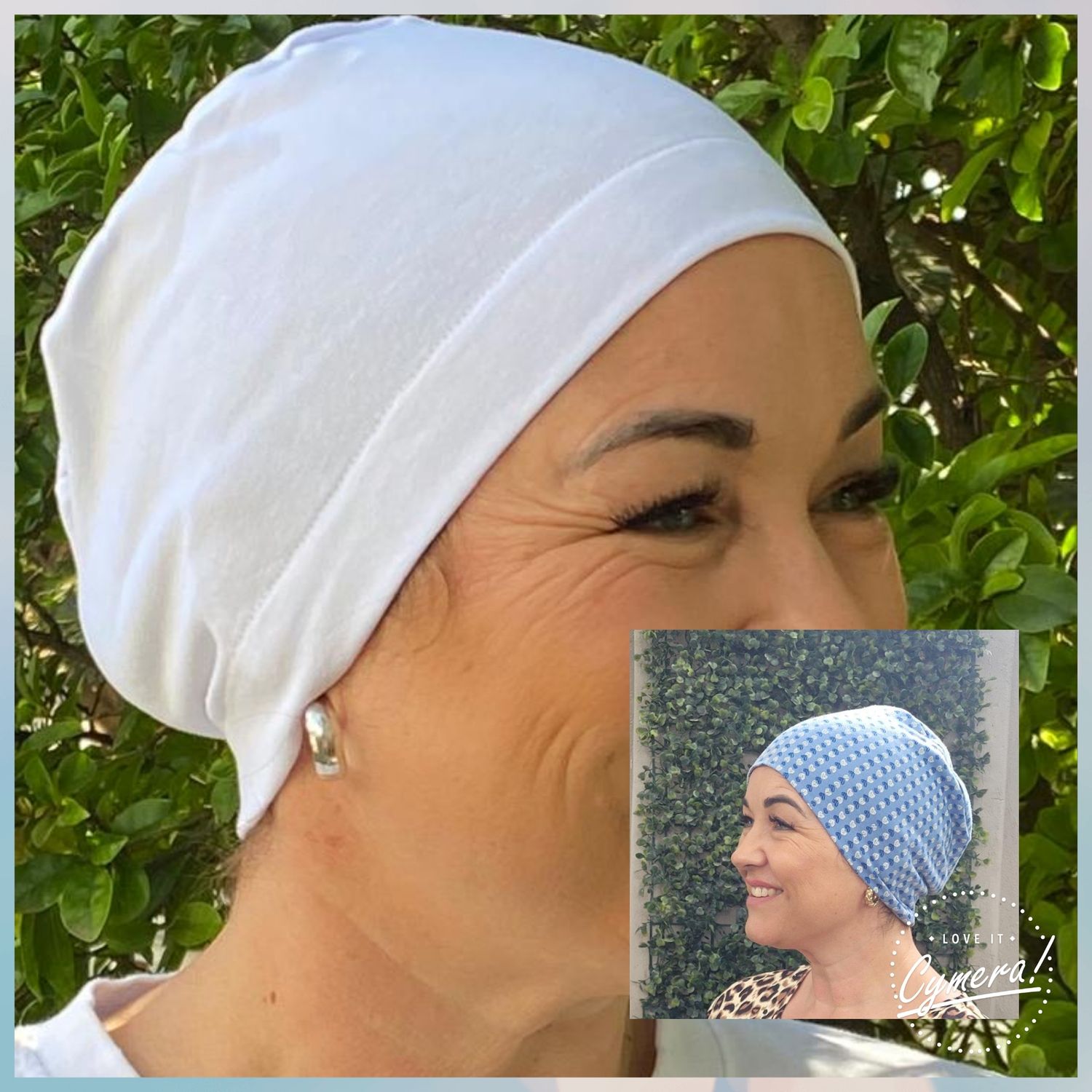 Twin Saver 2 x Sleep hats blue hearts and white