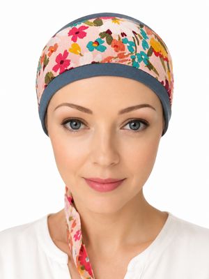 Carey Chemo Hat - teal with removable summer ribbon