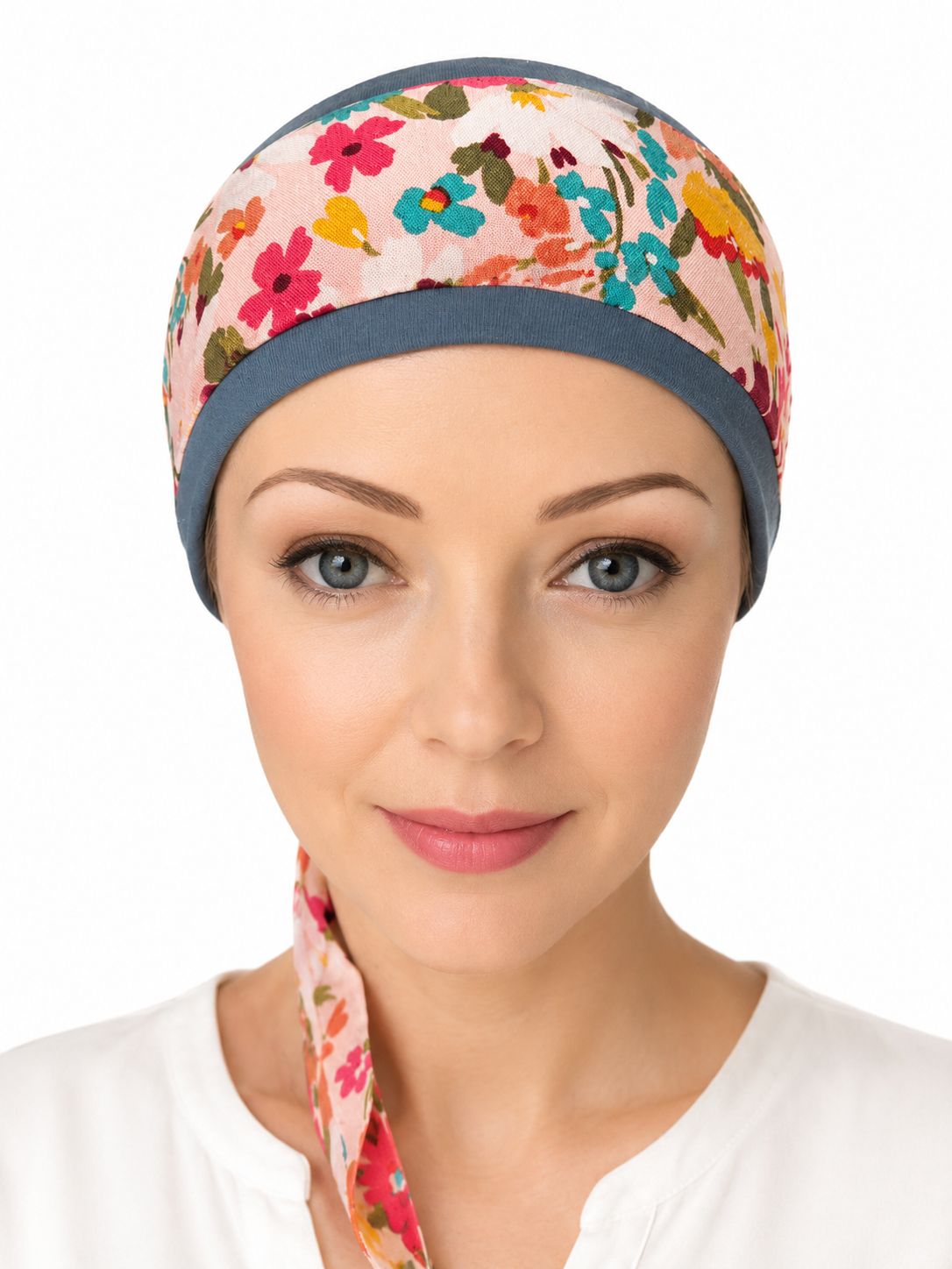Carey Chemo Hat - teal with removable summer ribbon