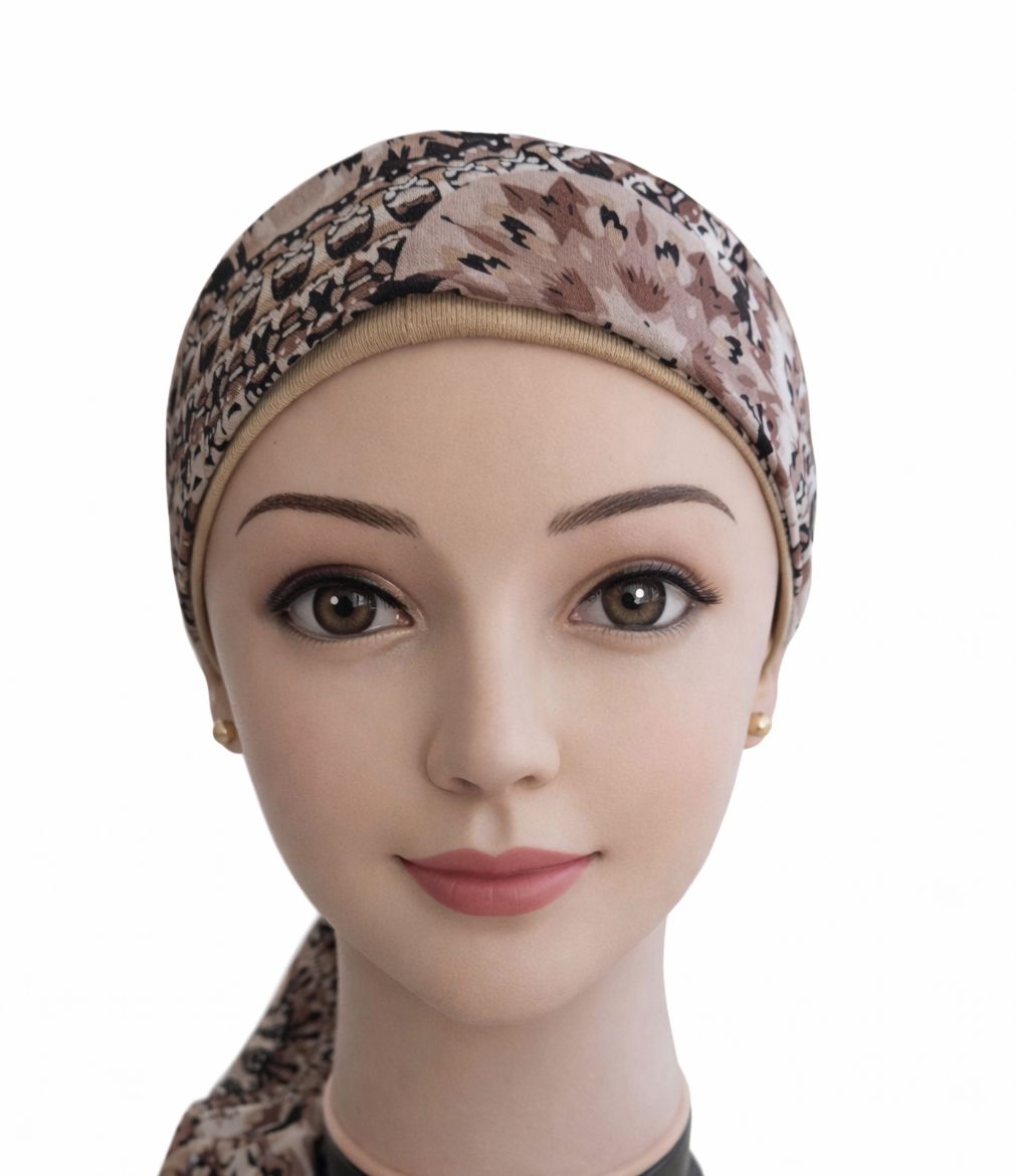 Carey chemo Hat - Beige hat with matching ribbon