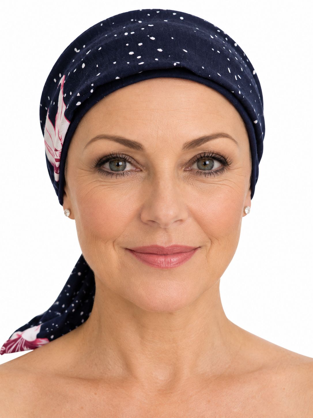 Carey Chemo Hat - Navy hat with removable Ribbon