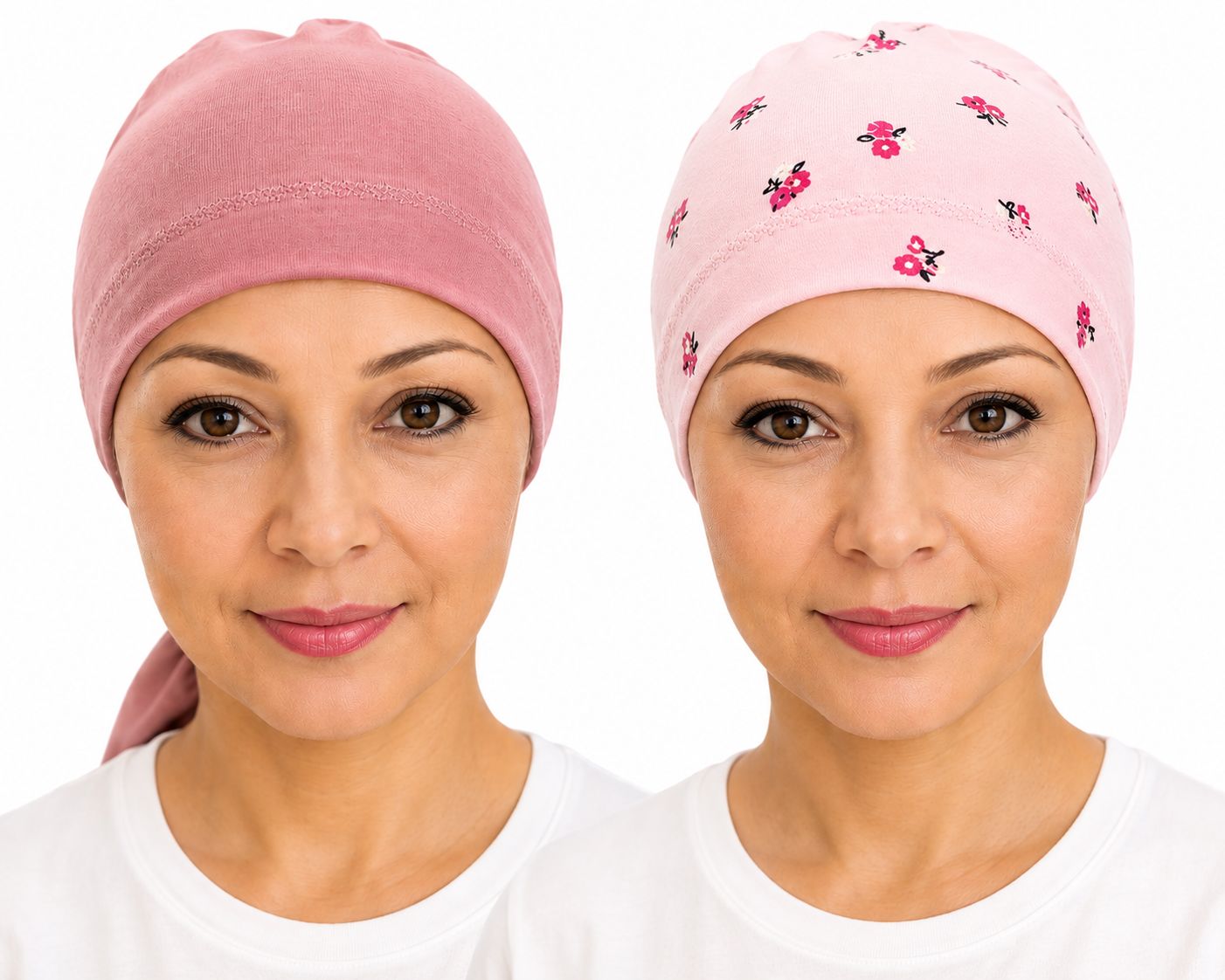 Twin Saver 2 x Sleep hats dusty pink and pretty florals
