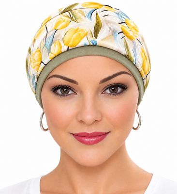 Carey - Soft Sage hat with removable buttercup Ribbon