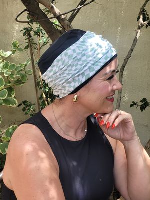 3 in 1 Black Hat with Soft green headband
