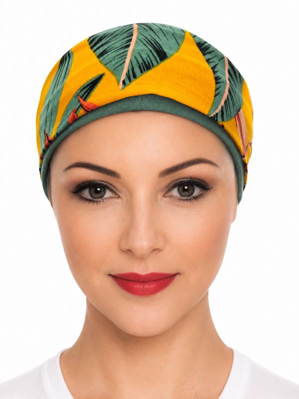  Carey Chemo Hat - Sage with a summer burst removable Ribbon