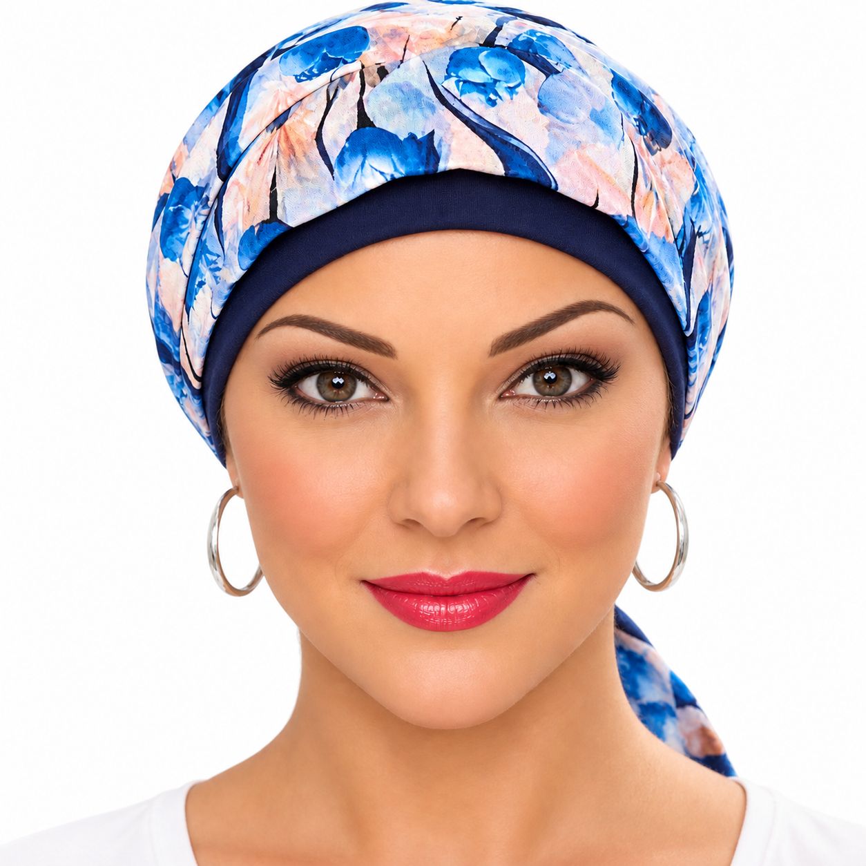 Cary chemo hat - Navy blue with Blue Removable Ribbon