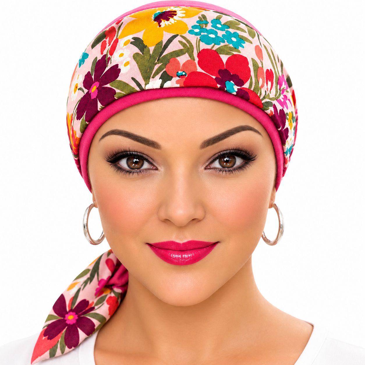 Carey Chemo Headwear - Dusty Rose hat with Removable floral ribbon