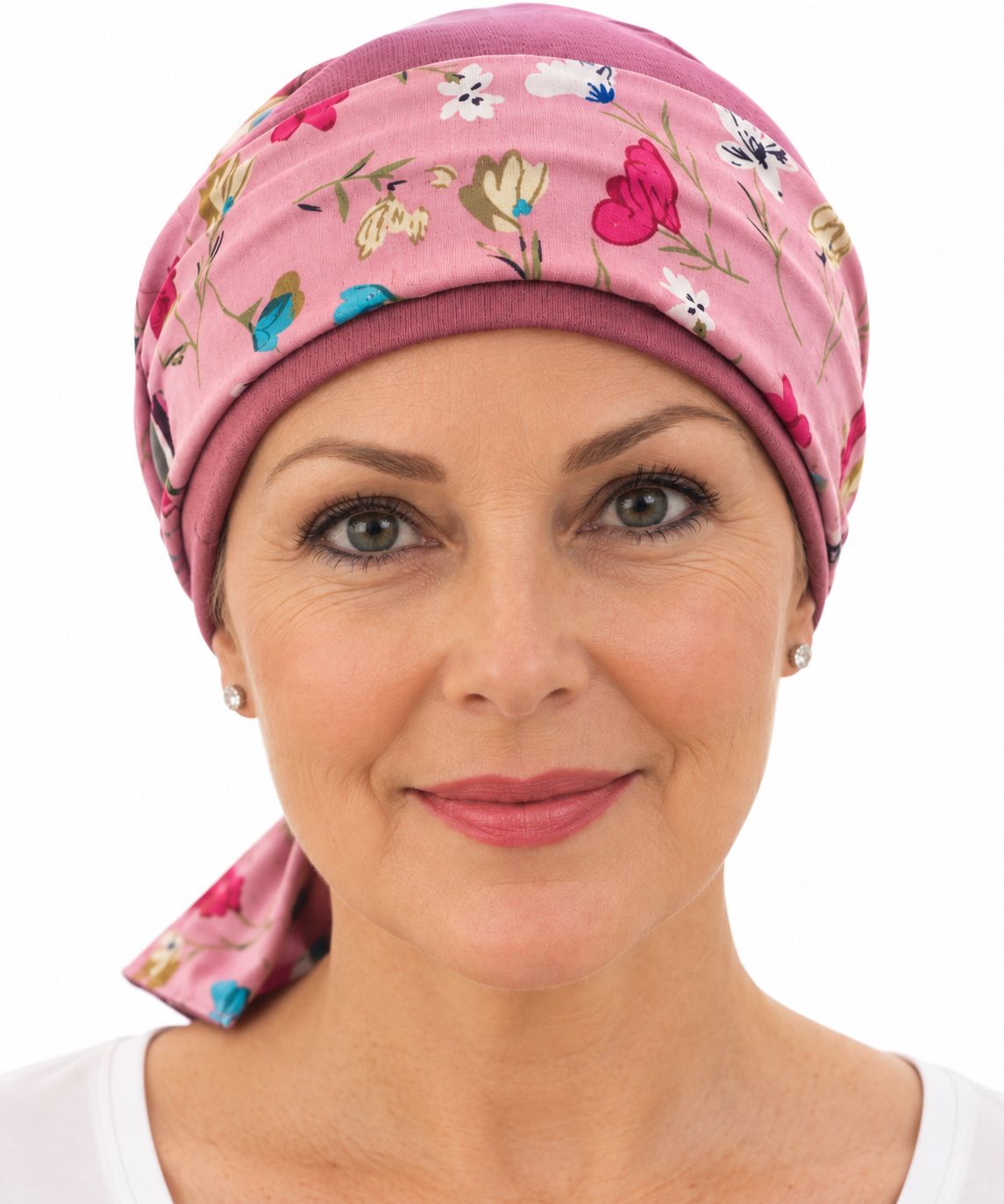Carey Chemo Hat- Dusty Rose with removable summer pink ribbon