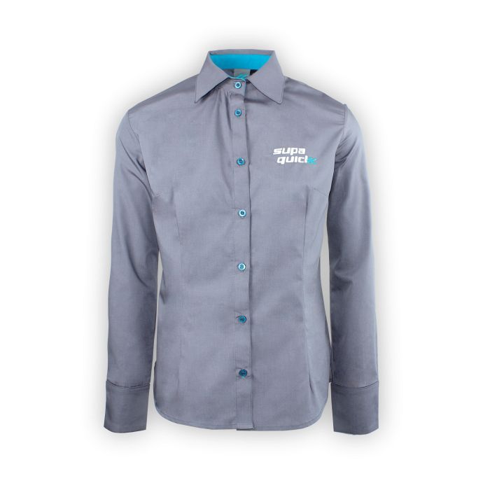 Summer - Ladies Charcoal/Teal Long Sleeve Lounge Shirt