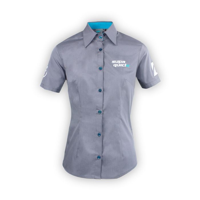 Ladies Charcoal/Teal Short Sleeve Lounge Shirt
