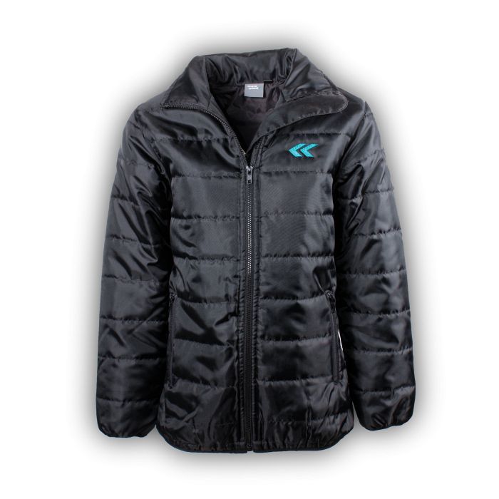 Ladies Black Oxford Nylon Puffer Jacket With Hood