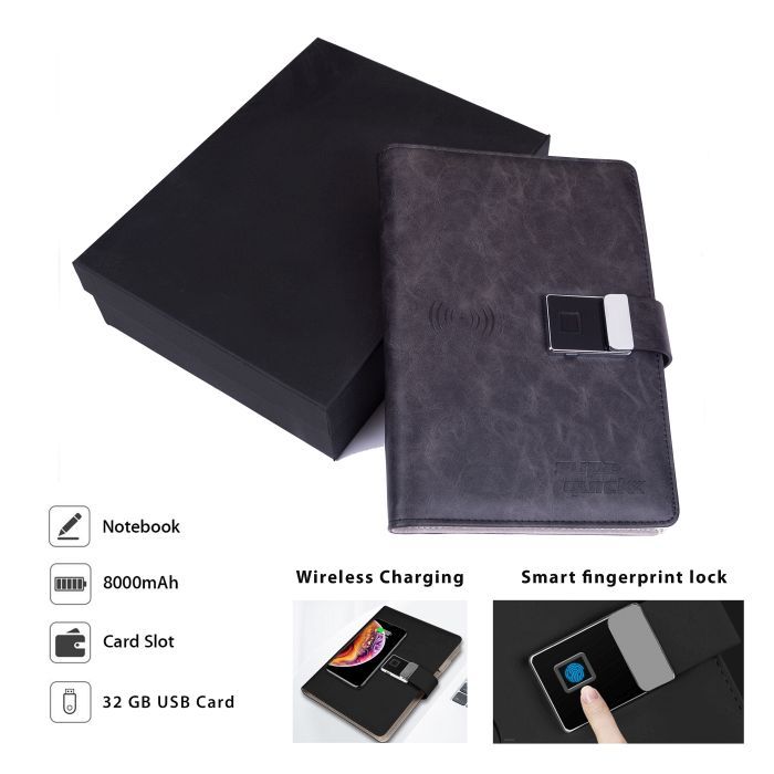 Power Bank Notebook with Finger Lock
