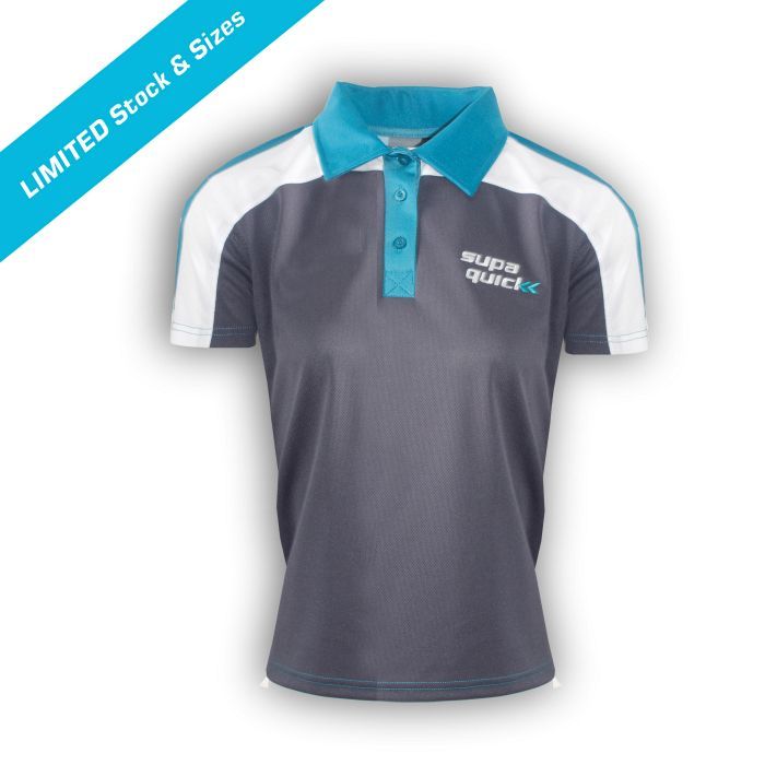 Ladies Executive Charcoal/Teal/White MM Golf Shirt