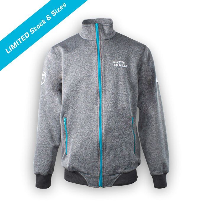 Men&#39;s Charcoal Melange Jacket - Teal Zip
