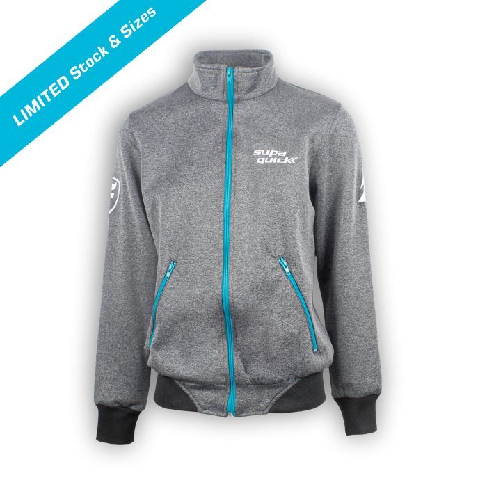 Ladies Charcoal Melange Jacket - Teal Zip