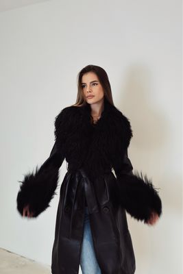 Selene Leather Coat With Shearling