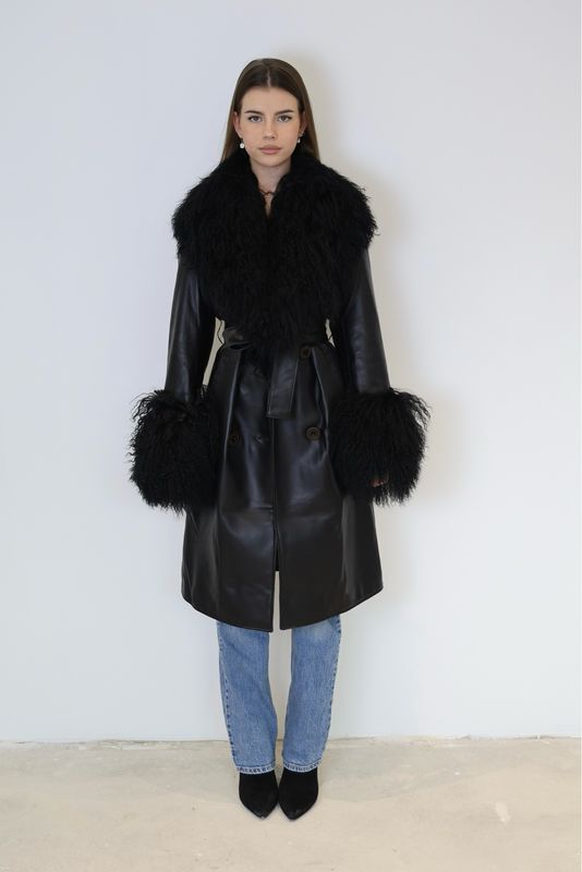 Selene Leather Coat With Shearling