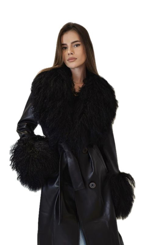 Selene Leather Coat With Shearling