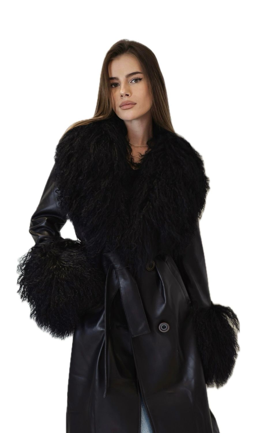 Selene Leather Coat With Shearling
