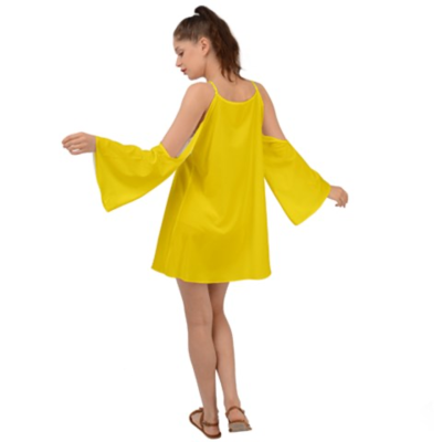 Boho Dress Yellow Kimono Sleeve