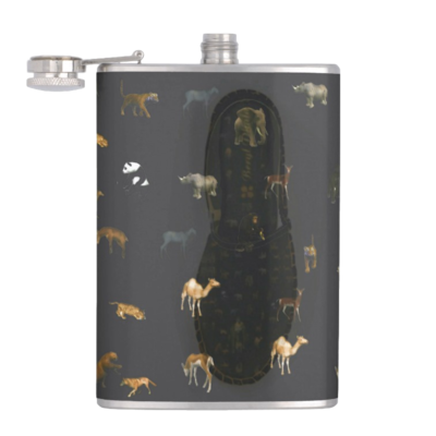LEATHER HIP FLASK ANIMAL PRINT
