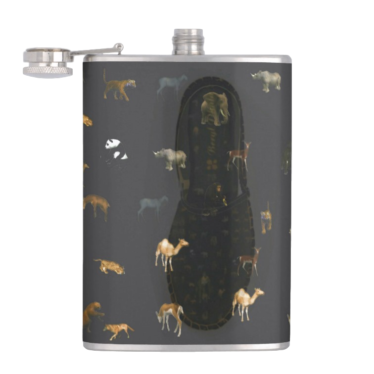 LEATHER HIP FLASK ANIMAL PRINT