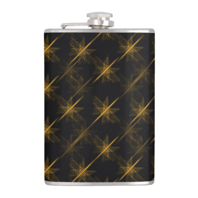 LEATHER HIP FLASK GOLD STAIRS PRINT