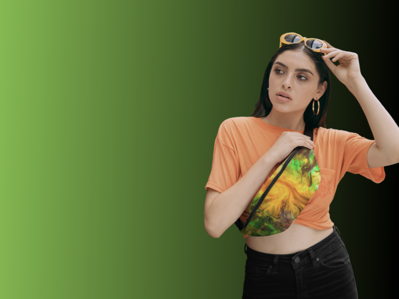 Green and Lemon Water Colour Fanny Pack