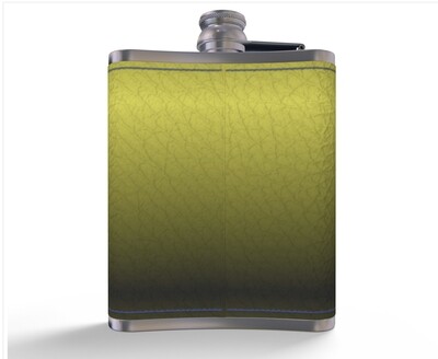 #NEW LEATHER HIP FLASK YELLOW AND GREY