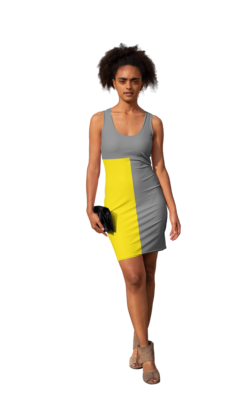 Grey and Yellow Bodycon Dress