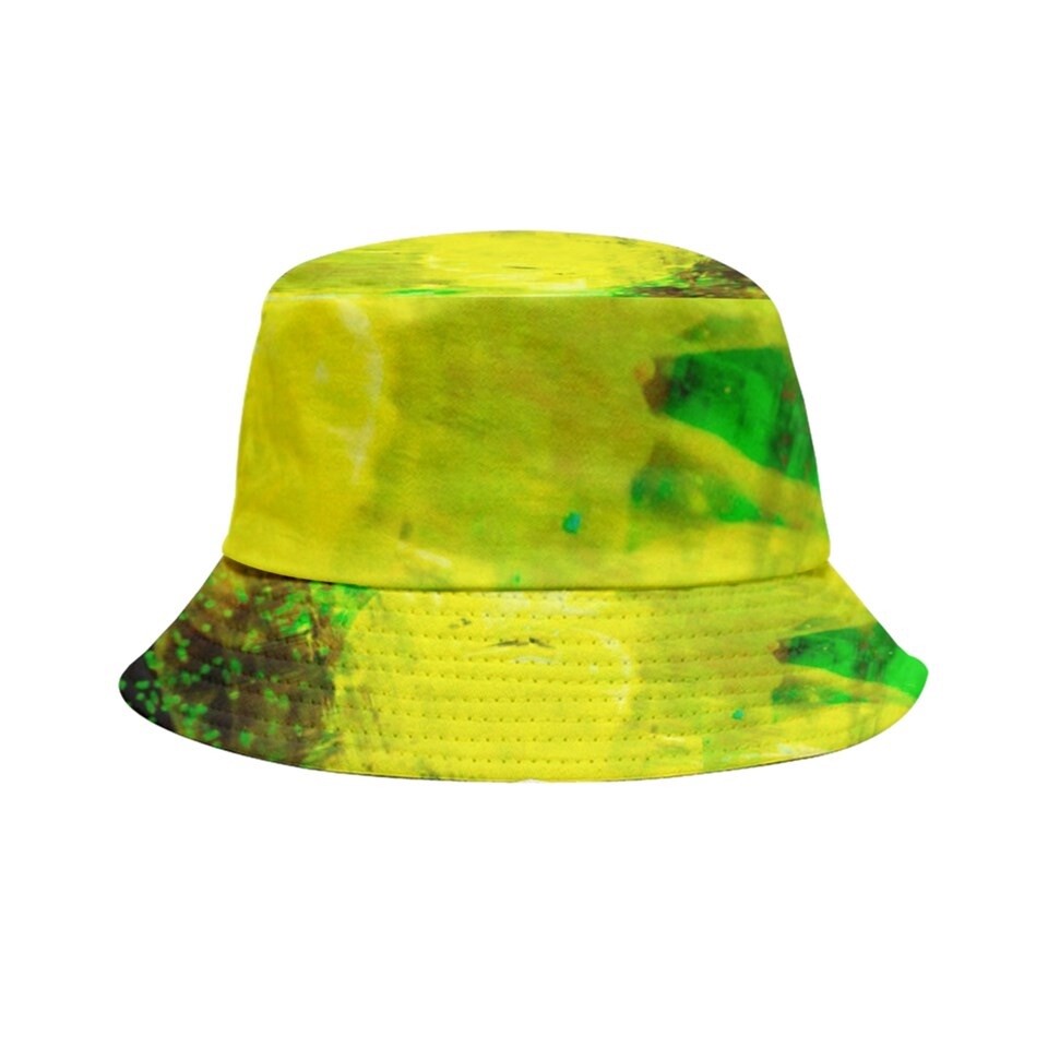 Neon and Lime Green Watercolour Bucket Hat