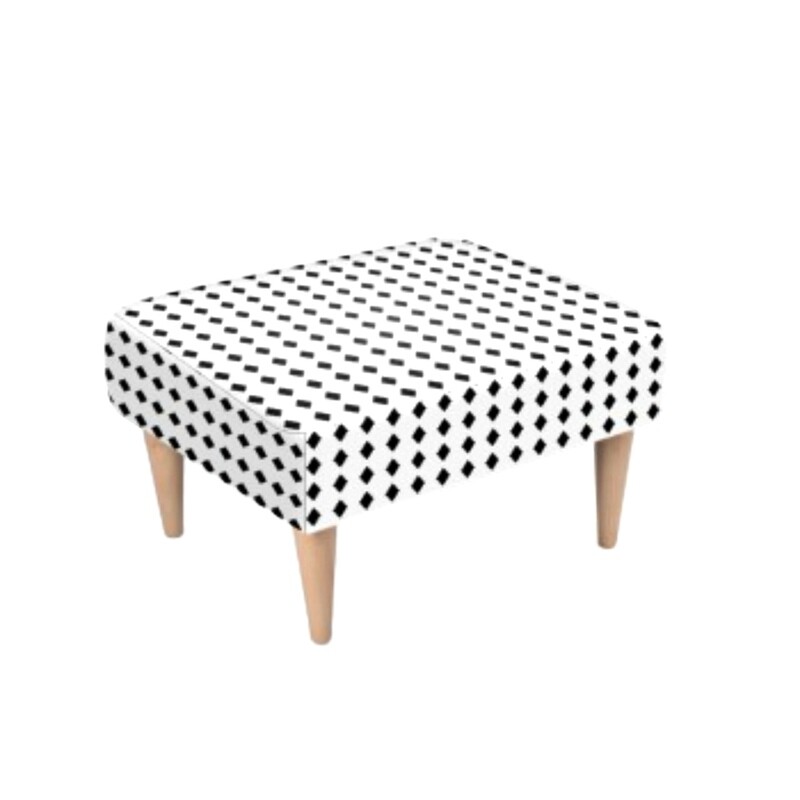 Footstool Black Diamonds Print Design